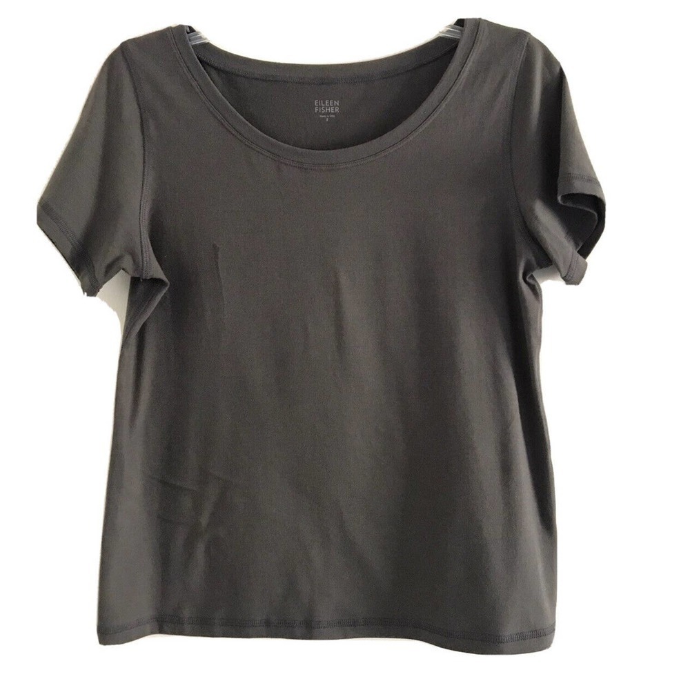 Eileen Fisher | Organic Cotton Gray Short Sleeve Round Neck Pullover T-Shirt
